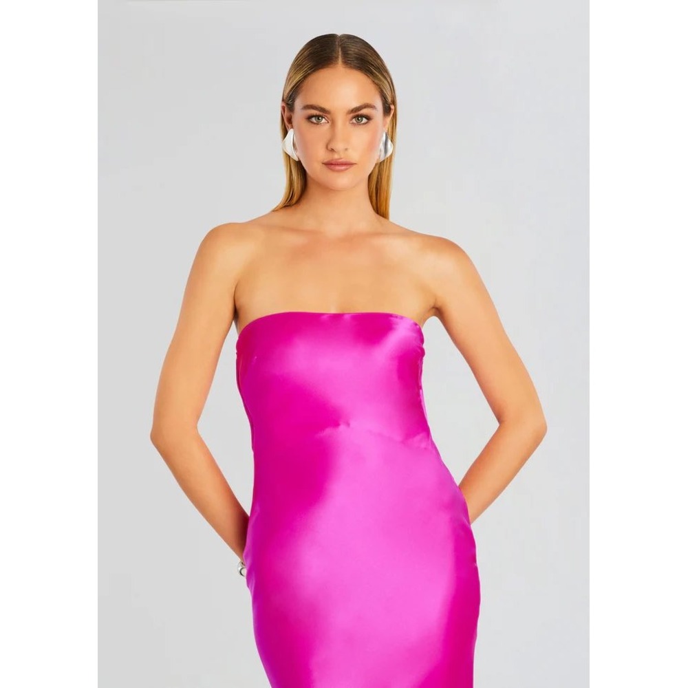 Retrofête Keaton Silk Maxi Dress‎ Neon Pink Size L NWT - Picture 6 of 8
